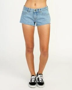 RVCA Hello Mellow Denim Cutoff In Blue Shorts