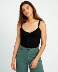 RVCA Go For Broke Ribbed In Black Tank Top