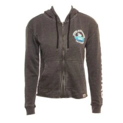 Lootin Weathered Crop Zip Hoodie In Coal Sweatshirt