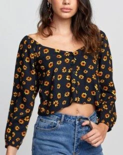 RVCA Cartia Top In Black Shirt