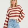 Billabong Seeing Stripes In Brick (Brk) Sweater 1 Billabong Seeing Stripes In Brick (Brk) Sweater -Billabong Fashion Store HS1603825885