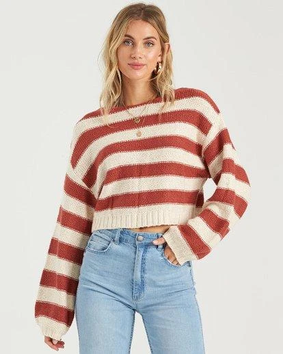 Billabong Seeing Stripes In Brick (Brk) Sweater 3 Billabong Seeing Stripes In Brick (Brk) Sweater