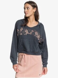 Roxy Pray For Waves Cropped Hoodie In Anthracite (Kvj0) Sweatshirt