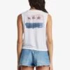 Roxy Palm Trees Painting V-Neck Crop Top In White Shirt -Billabong Fashion Store HS1611612784