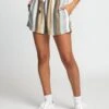 RVCA Juno Striped High Rise In Brown Shorts -Billabong Fashion Store HS1611795289