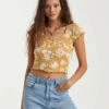 Billabong Sweet Sun Top In Gold Shirt -Billabong Fashion Store HS1612209700