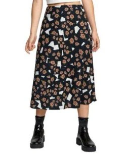 RVCA Floral Pop Midi In Black Skirt