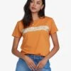 Roxy Retro Hibiscus Stripe In Golden Ochre Shirt -Billabong Fashion Store HS1617918705