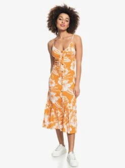 Roxy Seaside State Strappy In Tan Dress