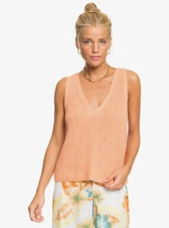 Roxy Bright Place Sleeveless In Coral Sweater