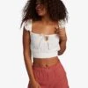 Roxy High Surprise Strappy Crop In White Tank Top -Billabong Fashion Store HS1618859087