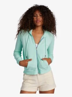 Roxy Easy Evening B Zip-Up In Green Sweatshirt