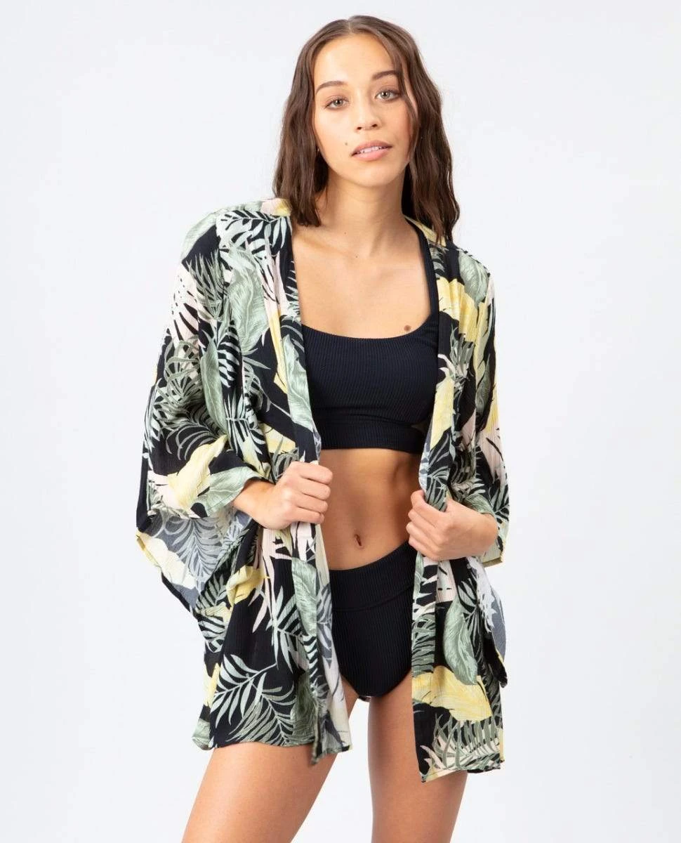 Rip Curl Coastal Palms Kimono In Black Shirt 3 Rip Curl Coastal Palms Kimono In Black Shirt